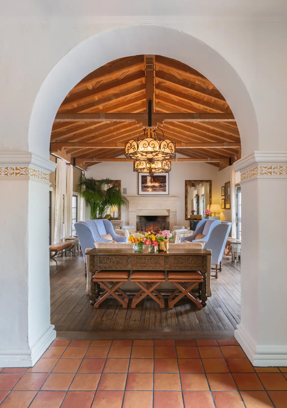Living room of the Cypress Inn, Carmel-by-the-Sea — hospitality architectural photography
