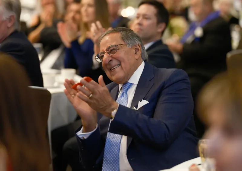 Leon Panetta speaking at a Monterey event, keynote photography by Manny Espinoza