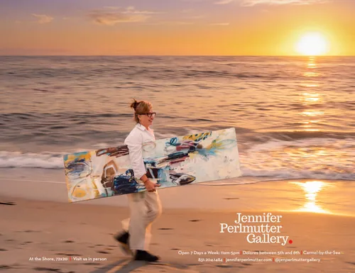 Jennifer Perlmutter Gallery advertisement in 65º Magazine Fall 2026, designed by Manny Espinoza. Design and photography.